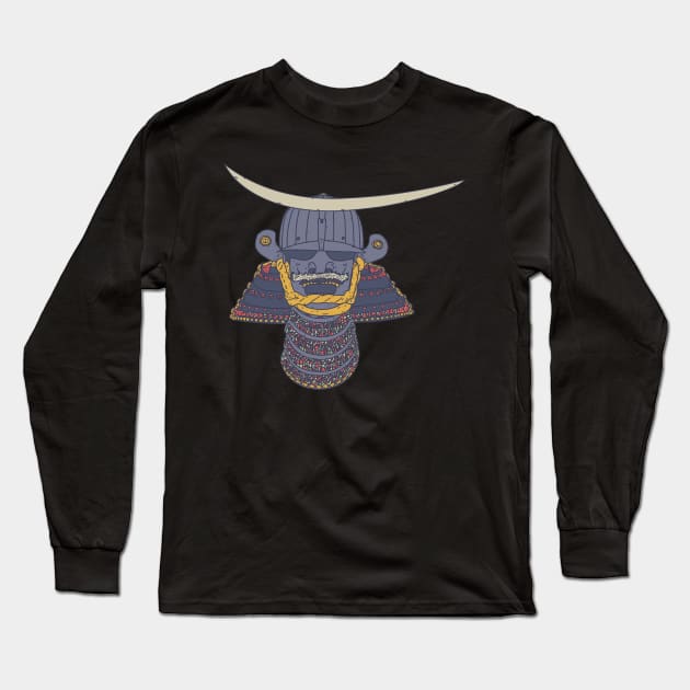 Date Masamune - Samurai Helmet - Feudal Ruler Long Sleeve T-Shirt by DeWinnes